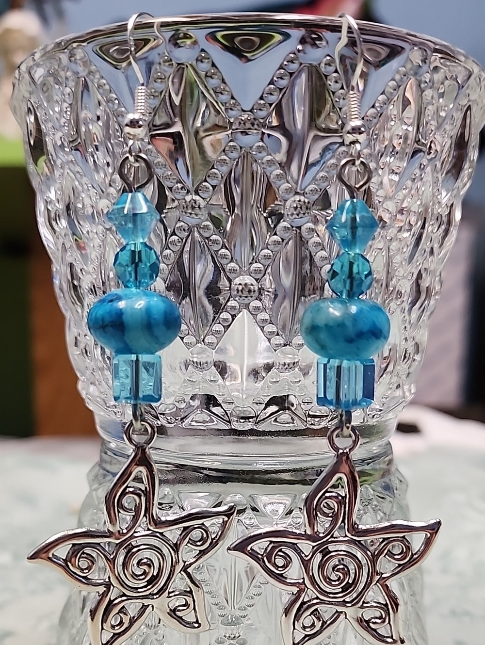 Turquoise Dangle Flower Earrings!